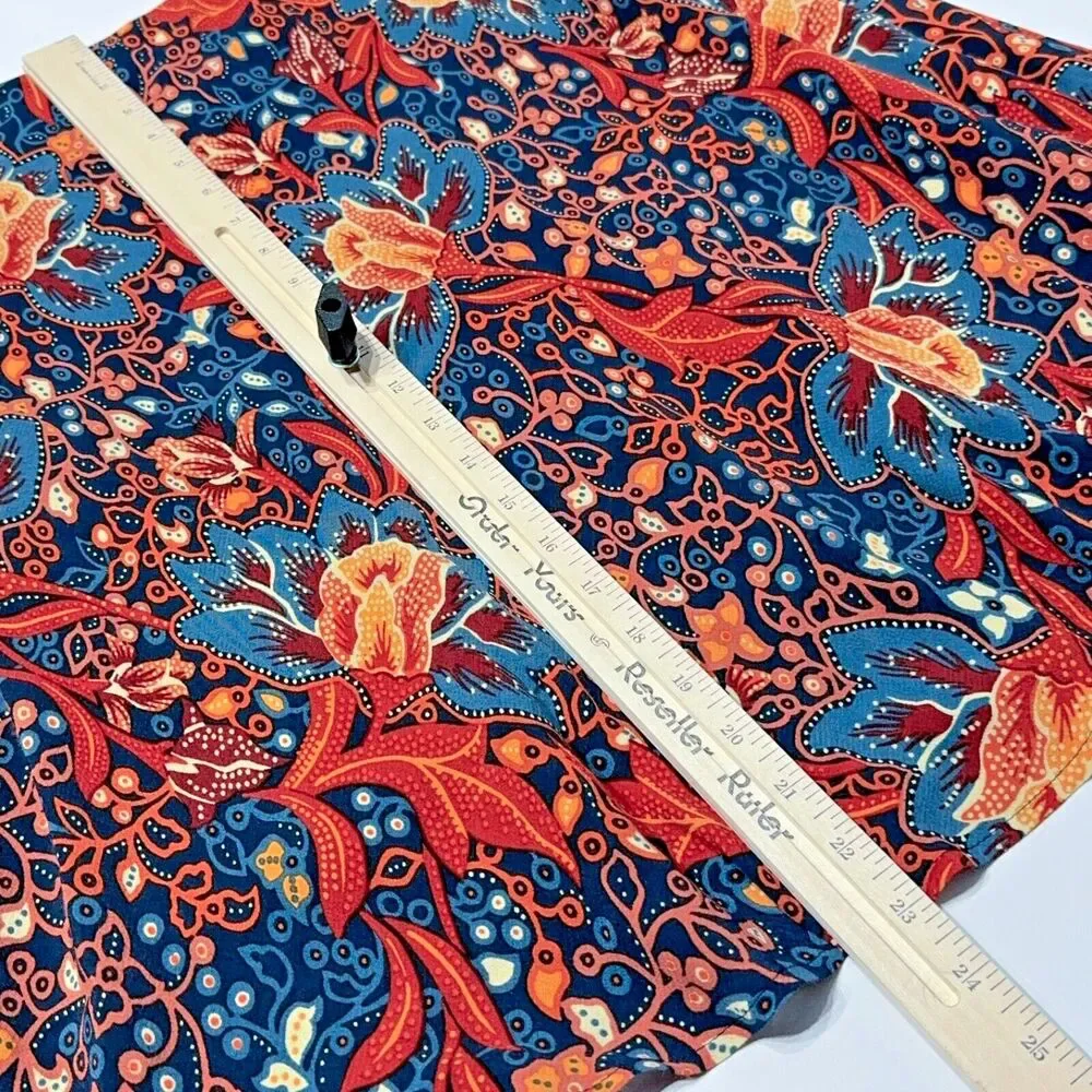 Anthropologie 100% Viscose A-Line Skirt Orange Blue Floral Boho Women's Size S